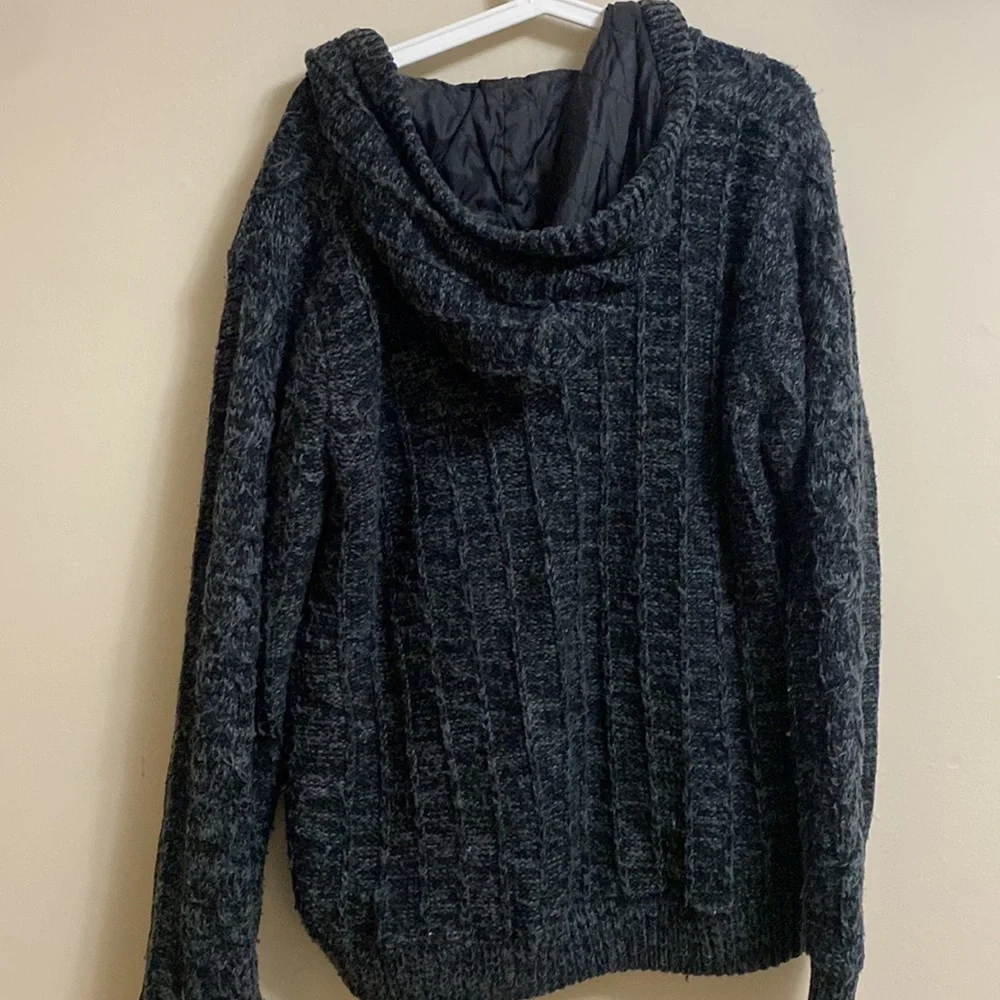 TRIPLE FIVE SOUL MEN INSULATED MOHAIR BLEND HOODED CARDIGAN SWEATER JACKET - Picture 7 of 7